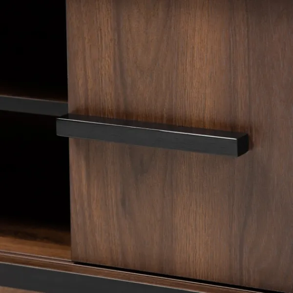 Cabinets & Sideboards-Kirkland's Home Two Tone Walnut Wood Wine Storage Cabinet Brown/Black