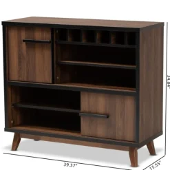 Cabinets & Sideboards-Kirkland's Home Two Tone Walnut Wood Wine Storage Cabinet Brown/Black
