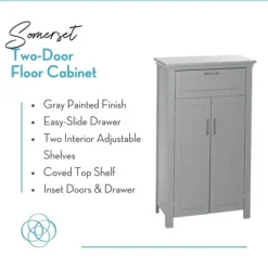 Cabinets & Sideboards-Kirkland's Home Two-Door Top Shelf Cabinet Gray