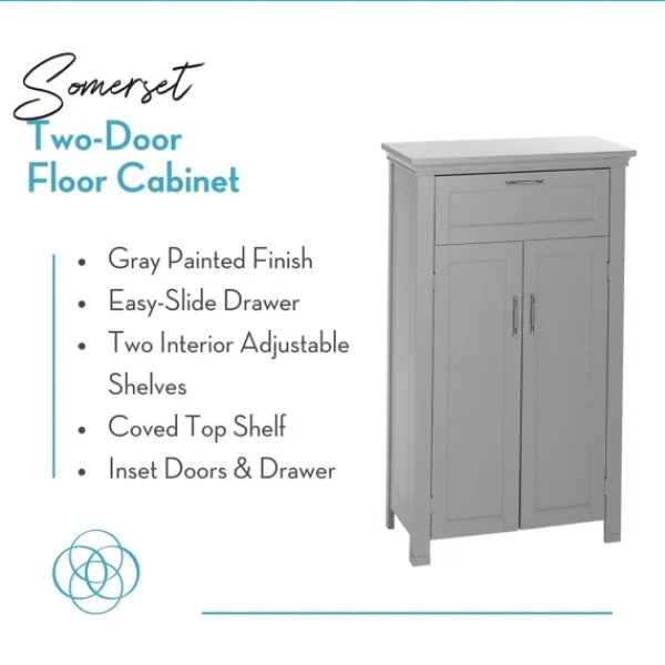 Cabinets & Sideboards-Kirkland's Home Two-Door Top Shelf Cabinet Gray