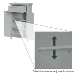 Cabinets & Sideboards-Kirkland's Home Two-Door Top Shelf Cabinet Gray