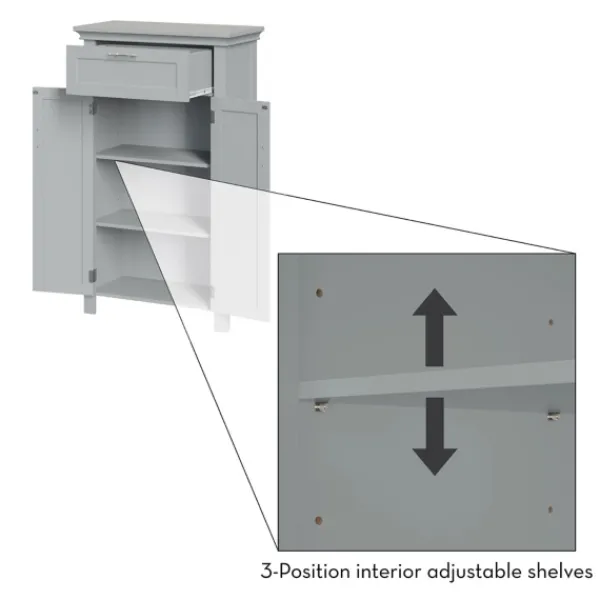Cabinets & Sideboards-Kirkland's Home Two-Door Top Shelf Cabinet Gray