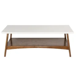 Coffee Tables-Kirkland's Home Two-Tone Ava Mid-Century Modern Coffee Table White