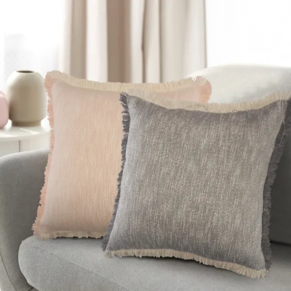 Pillows-Kirkland's Home Two-Tone Gray Woven Accent Pillow Gray/White