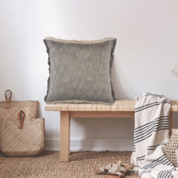 Pillows-Kirkland's Home Two-Tone Gray Woven Accent Pillow Gray/White