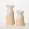 Candle Holders-Kirkland's Home Two-Toned Cream Pillar Candle Holders, Set Of 2 Ivory/Tan
