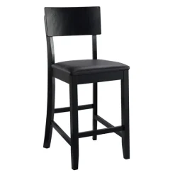 Bar Stools & Counter Height Stools-Kirkland's Home Tyler Vinyl Seat Counter Stool Black