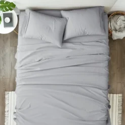 Bed Sheets-Kirkland's Home Ultra Soft 4-Pc. Queen Sheet Set Gray