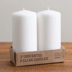 Candles-Kirkland's Home Unscented Pillar Candles, Set Of 2 White