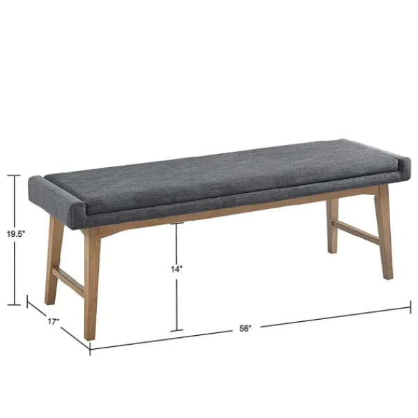 Benches & Ottomans-Kirkland's Home Upholstered And Wood Legs Bench Gray