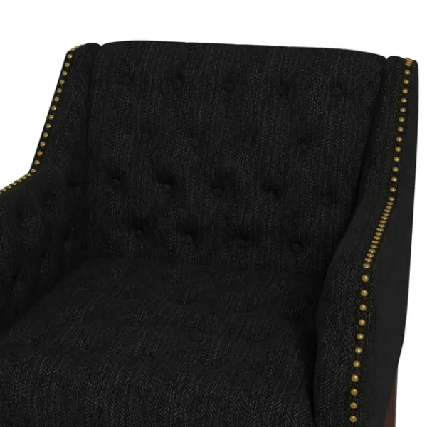 Accent Chairs-Kirkland's Home Upholstered Button Tufted Accent Chair Black