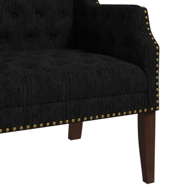 Accent Chairs-Kirkland's Home Upholstered Button Tufted Accent Chair Black