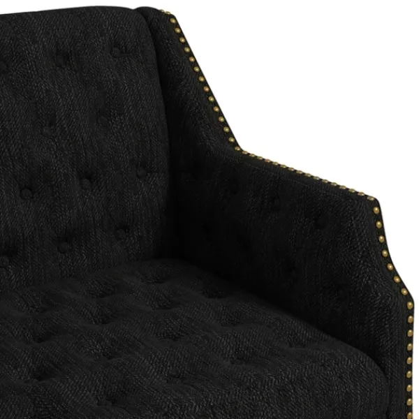 Accent Chairs-Kirkland's Home Upholstered Button Tufted Accent Chair Black