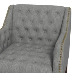 Accent Chairs-Kirkland's Home Upholstered Button Tufted Accent Chair Gray