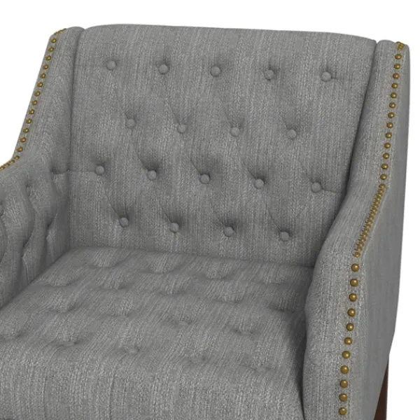 Accent Chairs-Kirkland's Home Upholstered Button Tufted Accent Chair Gray