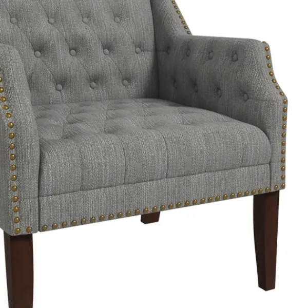 Accent Chairs-Kirkland's Home Upholstered Button Tufted Accent Chair Gray