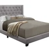 Beds & Headboards-Kirkland's Home Upholstered Button Tufted Wing King Bed Gray