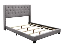 Beds & Headboards-Kirkland's Home Upholstered Button Tufted Wing King Bed Gray