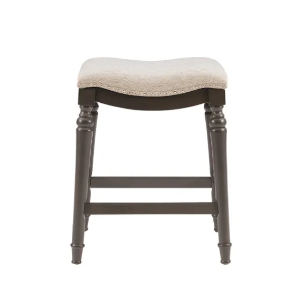 Bar Stools & Counter Height Stools-Kirkland's Home Upholstered Curved Seat Counter Stool Gray