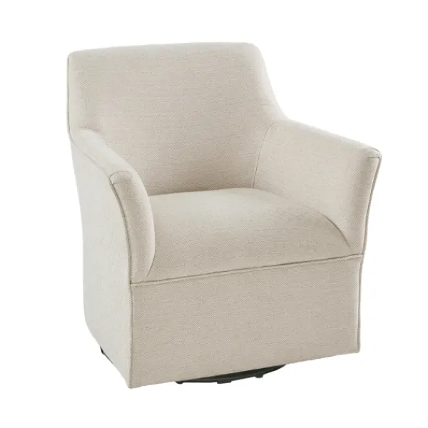 Accent Chairs-Kirkland's Home Upholstered Flared Arm Swivel Accent Chair Ivory