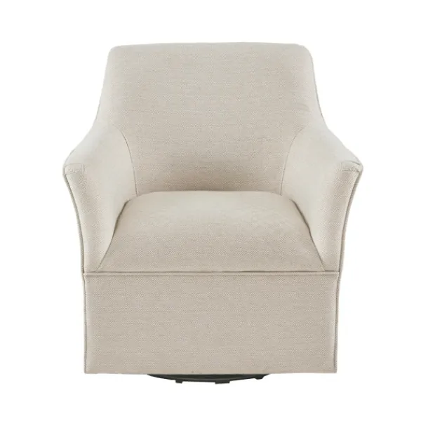 Accent Chairs-Kirkland's Home Upholstered Flared Arm Swivel Accent Chair Ivory