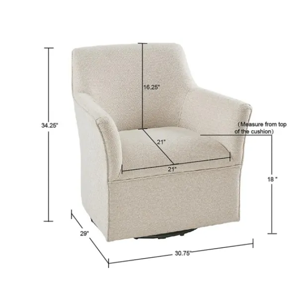 Accent Chairs-Kirkland's Home Upholstered Flared Arm Swivel Accent Chair Ivory