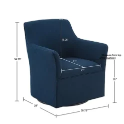 Accent Chairs-Kirkland's Home Upholstered Flared Arm Swivel Accent Chair Blue