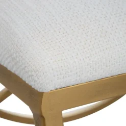 Benches & Ottomans-Kirkland's Home Upholstered Gold Metal Arched Frame Bench White