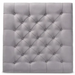 Benches & Ottomans-Kirkland's Home Upholstered Linen Tufted Ottoman With Shelf Gray