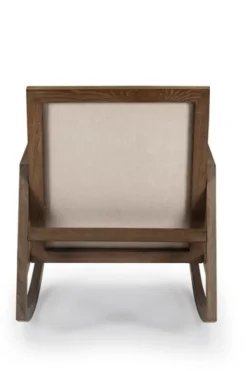 Accent Chairs-Kirkland's Home Upholstered Linen Wood Rocker Accent Chair Ivory