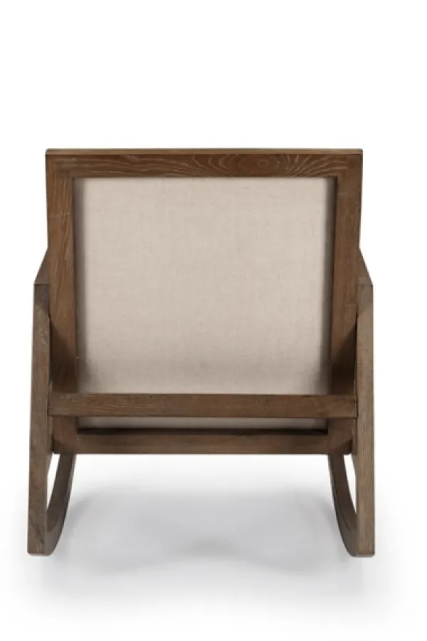 Accent Chairs-Kirkland's Home Upholstered Linen Wood Rocker Accent Chair Ivory