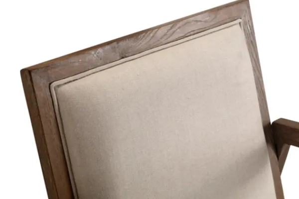 Accent Chairs-Kirkland's Home Upholstered Linen Wood Rocker Accent Chair Ivory