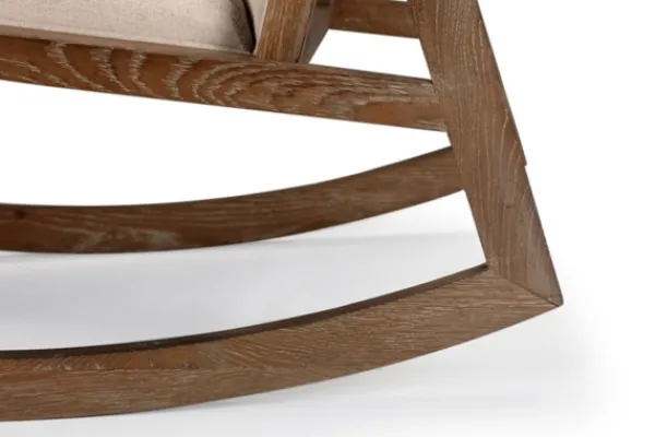 Accent Chairs-Kirkland's Home Upholstered Linen Wood Rocker Accent Chair Ivory