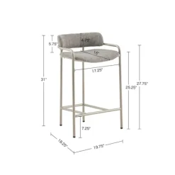 Bar Stools & Counter Height Stools-Kirkland's Home Upholstered Low Back Counter Stool Gray