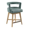 Bar Stools & Counter Height Stools-Kirkland's Home Upholstered Low Back Swivel Counter Stool Blue