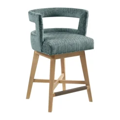 Bar Stools & Counter Height Stools-Kirkland's Home Upholstered Low Back Swivel Counter Stool Blue