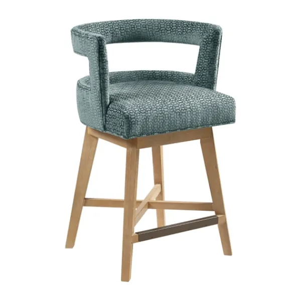Bar Stools & Counter Height Stools-Kirkland's Home Upholstered Low Back Swivel Counter Stool Blue