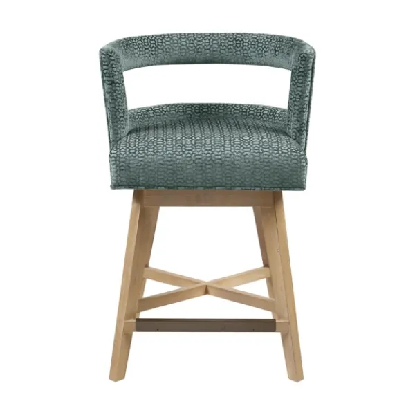 Bar Stools & Counter Height Stools-Kirkland's Home Upholstered Low Back Swivel Counter Stool Blue