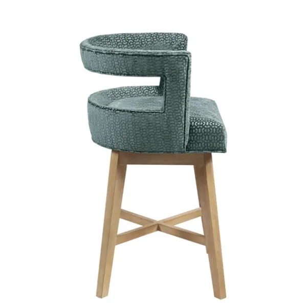Bar Stools & Counter Height Stools-Kirkland's Home Upholstered Low Back Swivel Counter Stool Blue