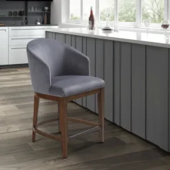 Bar Stools & Counter Height Stools-Kirkland's Home Upholstered Martha Stewart Counter Stool Gray