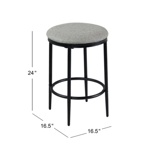 Bar Stools & Counter Height Stools-Kirkland's Home Upholstered Metal Counter Stool Gray