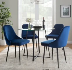 Dining Chairs-Kirkland's Home Upholstered Metal Dining Chairs, Set Of 2 Blue
