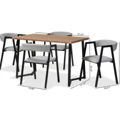 Dining Tables-Kirkland's Home Upholstered Metal Frame 5-Pc. Dining Set Gray