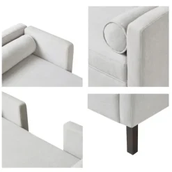 Benches & Ottomans-Kirkland's Home Upholstered Modern Split Back Bench Gray