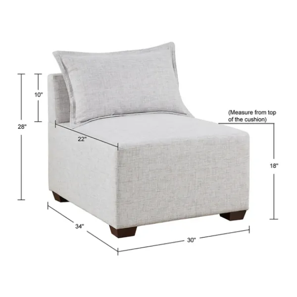 Sofas & Loveseats-Kirkland's Home Upholstered Modular Armless Accent Chair Ivory