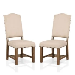 Dining Chairs-Kirkland's Home Upholstered Oak Wood Dining Chairs, Set Of 2 Tan