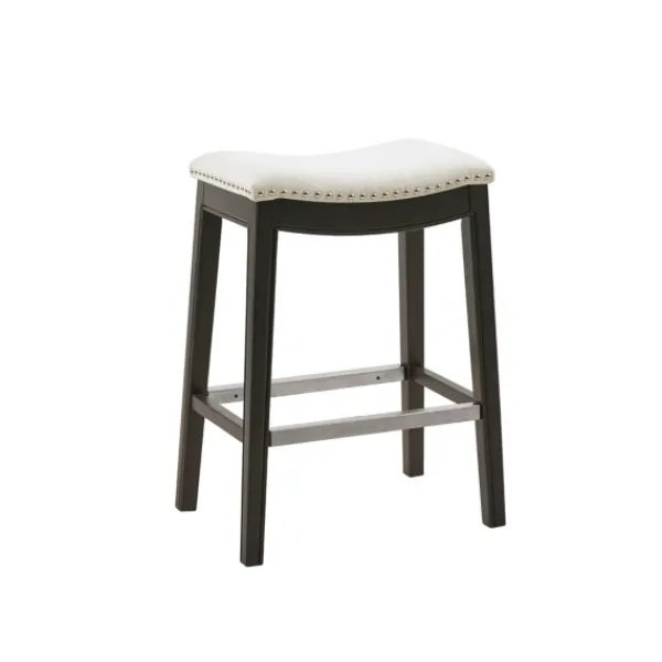 Bar Stools & Counter Height Stools-Kirkland's Home Upholstered Saddle Seat Counter Stool Ivory