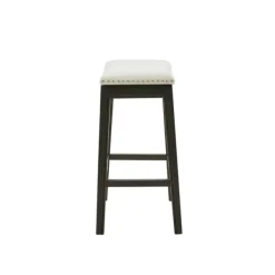 Bar Stools & Counter Height Stools-Kirkland's Home Upholstered Saddle Seat Counter Stool Ivory