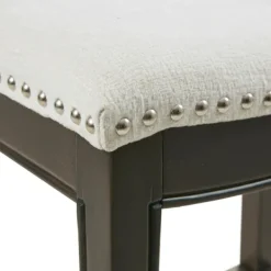 Bar Stools & Counter Height Stools-Kirkland's Home Upholstered Saddle Seat Counter Stool Ivory