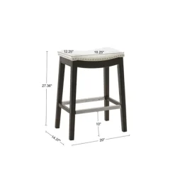 Bar Stools & Counter Height Stools-Kirkland's Home Upholstered Saddle Seat Counter Stool Ivory
